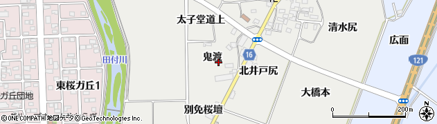 福島県喜多方市岩月町喜多方（鬼渡）周辺の地図