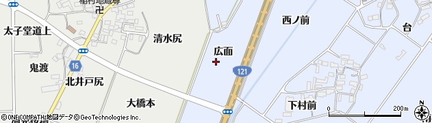 福島県喜多方市岩月町宮津（広面）周辺の地図
