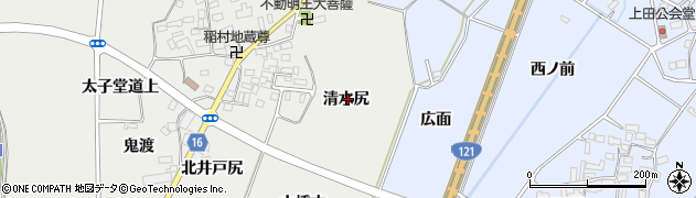 福島県喜多方市岩月町喜多方（清水尻）周辺の地図