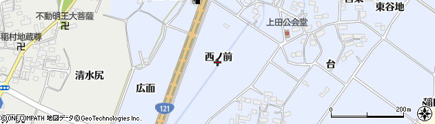 福島県喜多方市岩月町宮津西ノ前周辺の地図