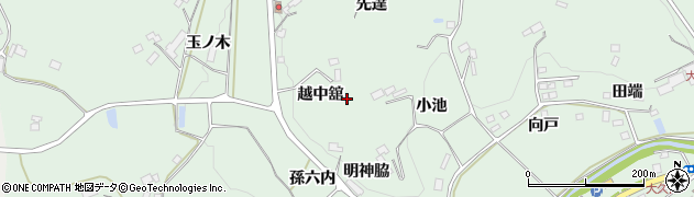 福島県福島市飯野町大久保（越中舘）周辺の地図