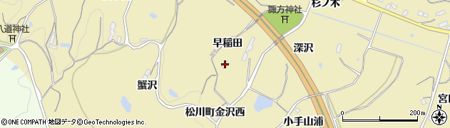 福島県福島市松川町金沢早稲田周辺の地図