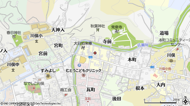 〒960-1456 福島県伊達郡川俣町中丁の地図