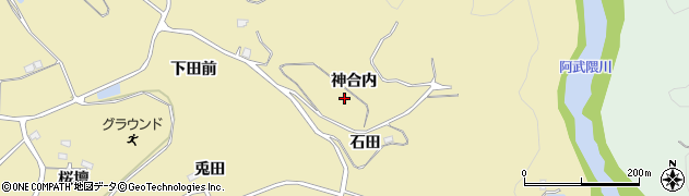 福島県福島市松川町金沢神合内周辺の地図
