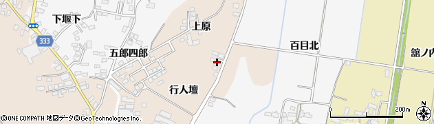 福島県喜多方市松山町村松（行人壇）周辺の地図
