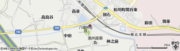 福島県福島市松川町関谷（中田）周辺の地図