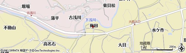 福島県福島市松川町金沢梅田周辺の地図