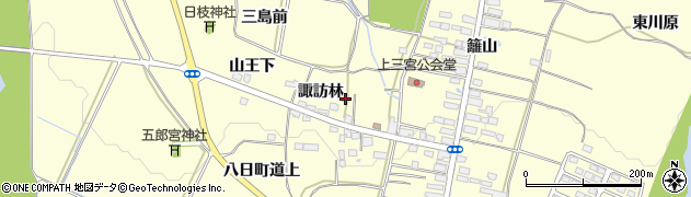福島県喜多方市上三宮町上三宮（諏訪林）周辺の地図