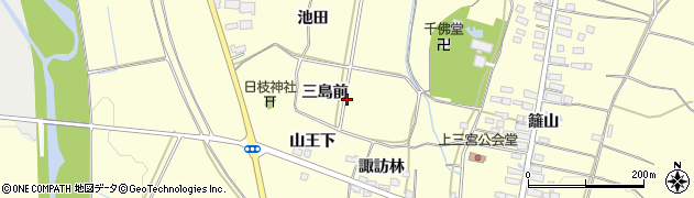 福島県喜多方市上三宮町上三宮三島前周辺の地図