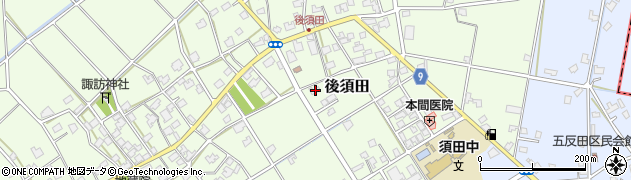 加茂市　須田中央公園・乳幼児あそびの広場周辺の地図