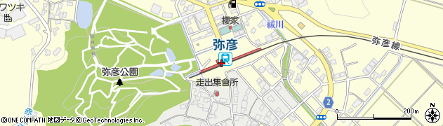 弥彦駅周辺の地図