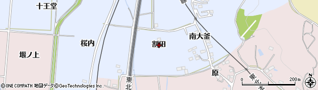 福島県福島市永井川割田周辺の地図