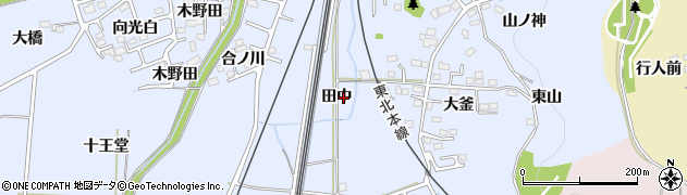 福島県福島市永井川田中周辺の地図