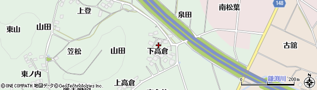 福島県福島市山田下高倉周辺の地図