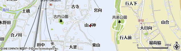 福島県福島市永井川山ノ神周辺の地図