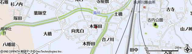 福島県福島市永井川木野田周辺の地図