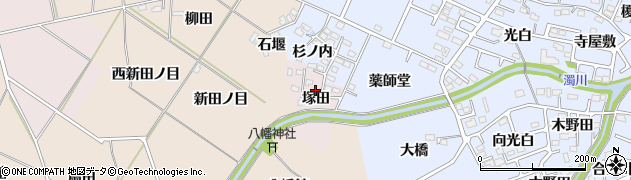 福島県福島市平石（塚田）周辺の地図