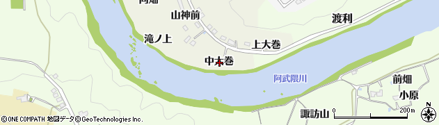 福島県福島市小倉寺中大巻周辺の地図