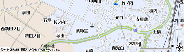 福島県福島市永井川中西田71周辺の地図
