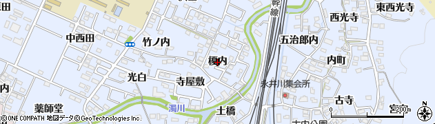 福島県福島市永井川（榎内）周辺の地図