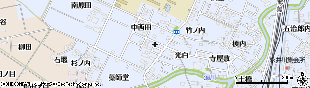 福島県福島市永井川中西田54周辺の地図