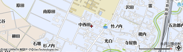 福島県福島市永井川中西田36周辺の地図