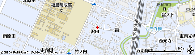 福島県福島市永井川沢田周辺の地図