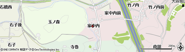 福島県福島市大森（家中内）周辺の地図