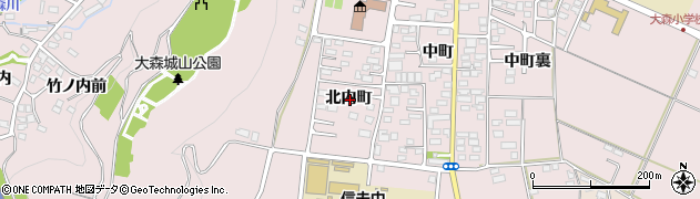福島県福島市大森北内町周辺の地図