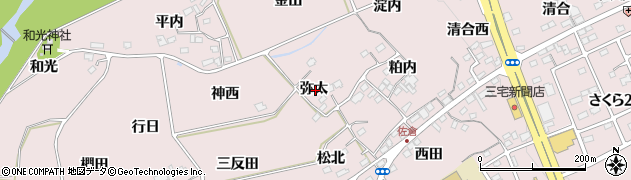 福島県福島市上名倉弥太周辺の地図