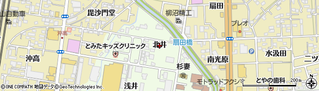 福島県福島市黒岩（北井）周辺の地図