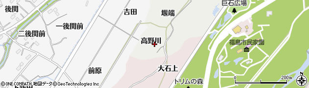 福島県福島市土船高野川周辺の地図