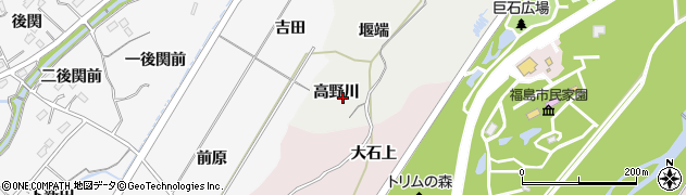 福島県福島市土船（高野川）周辺の地図