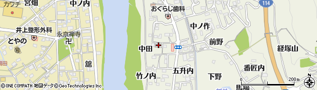 福島県福島市小倉寺中田25周辺の地図