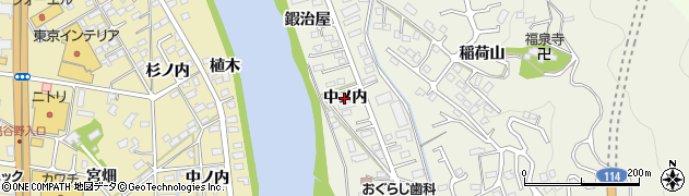 福島県福島市小倉寺（中ノ内）周辺の地図