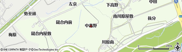 福島県福島市庄野（中高野）周辺の地図