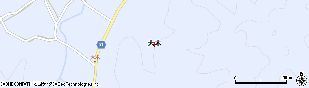 福島県伊達市霊山町上小国（大木）周辺の地図