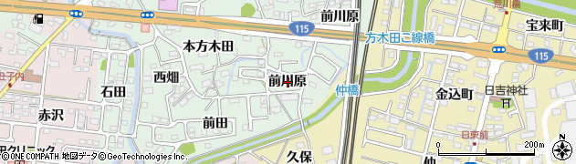 福島県福島市方木田前川原周辺の地図