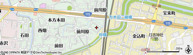 福島県福島市方木田向川原周辺の地図