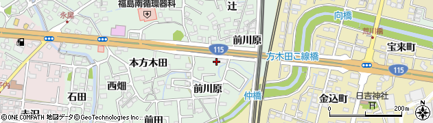 福島県福島市方木田前川原3周辺の地図