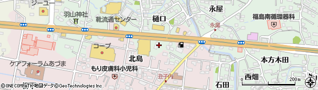 福島県福島市方木田（南島）周辺の地図