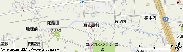 福島県福島市成川源太屋敷周辺の地図