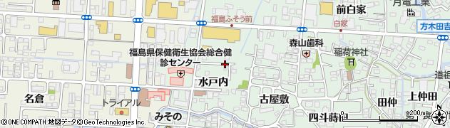 福島県福島市方木田水戸内周辺の地図