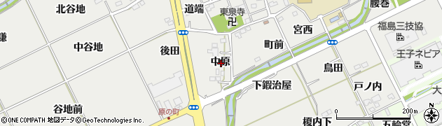 福島県福島市土船中原周辺の地図