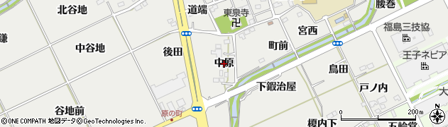 福島県福島市土船（中原）周辺の地図