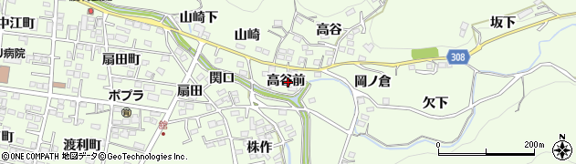 福島県福島市渡利高谷前周辺の地図