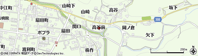 福島県福島市渡利（高谷前）周辺の地図