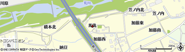 福島県福島市佐倉下（馬洗）周辺の地図