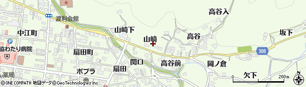 福島県福島市渡利山崎周辺の地図
