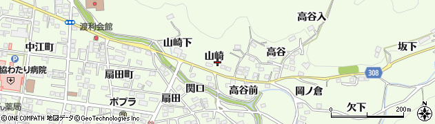 福島県福島市渡利（山崎）周辺の地図